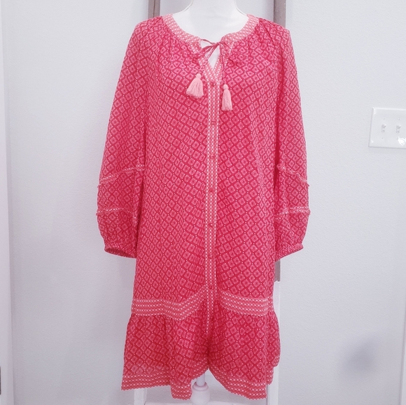 Vineyard Vines Tile Dress In Chelsea Geo Red Size Large - Picture 2 of 9